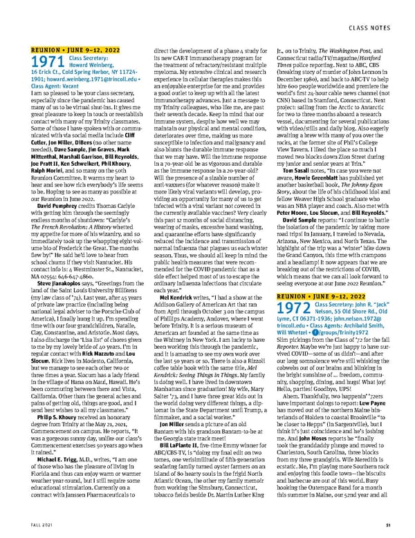The Trinity Reporter, Fall 2021 - Page 53