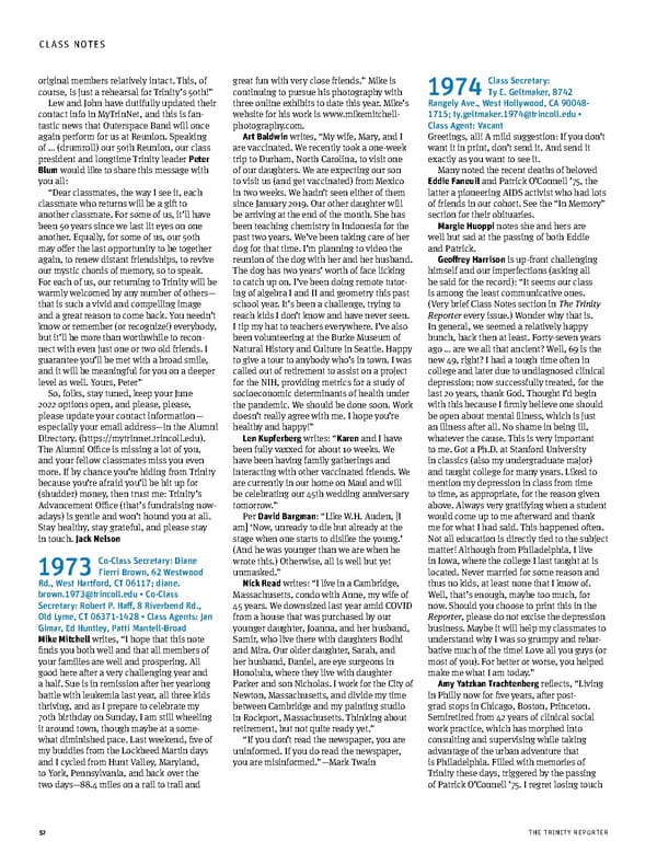 The Trinity Reporter, Fall 2021 - Page 54
