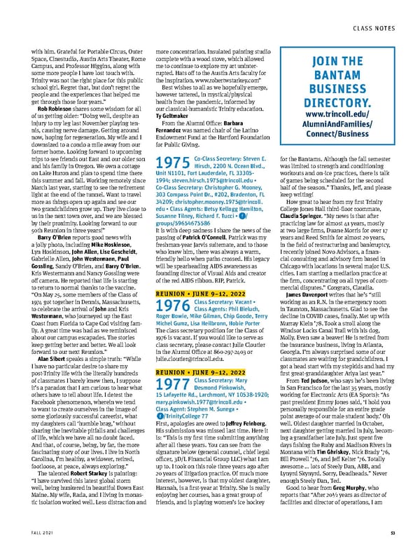 The Trinity Reporter, Fall 2021 - Page 55