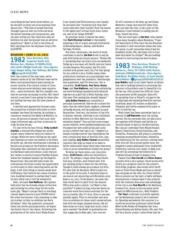 The Trinity Reporter, Fall 2021 - Page 58