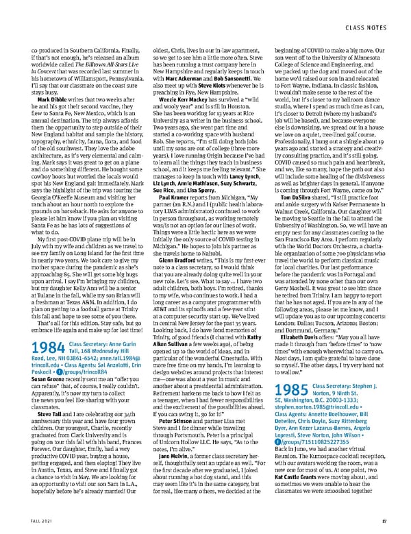 The Trinity Reporter, Fall 2021 - Page 59