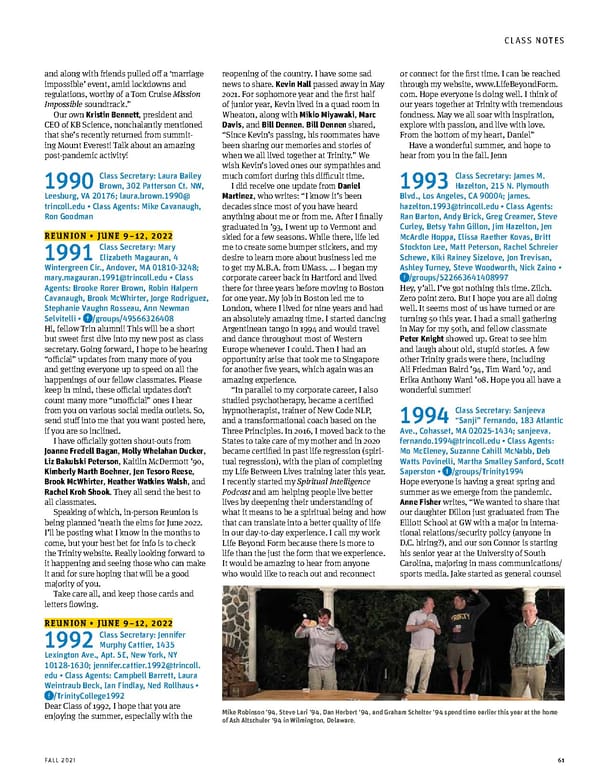 The Trinity Reporter, Fall 2021 - Page 63