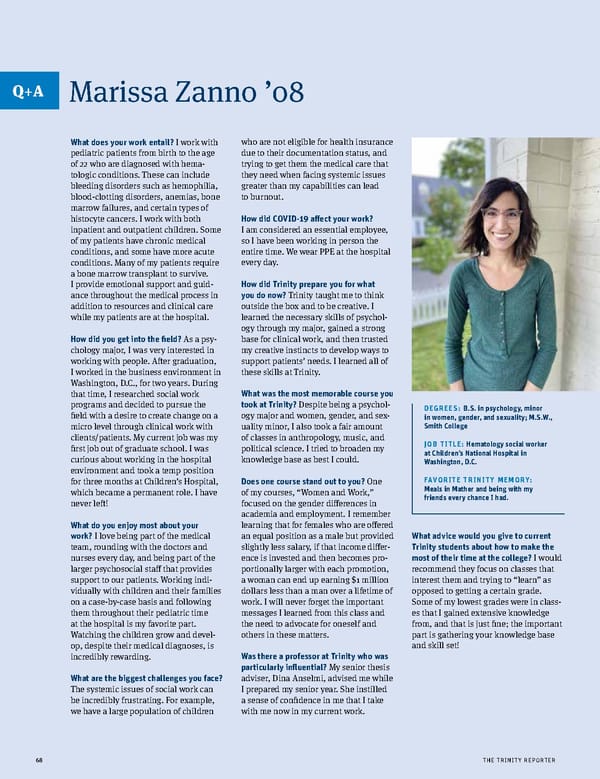 The Trinity Reporter, Fall 2021 - Page 70