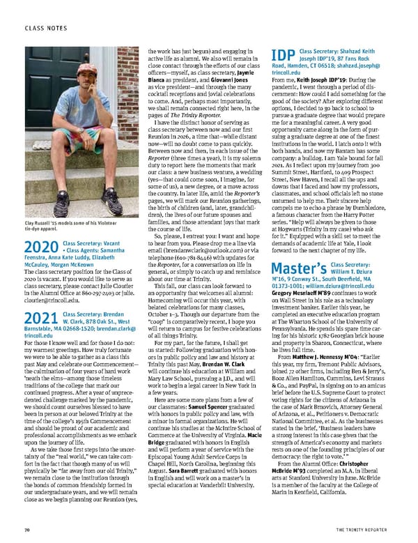 The Trinity Reporter, Fall 2021 - Page 72